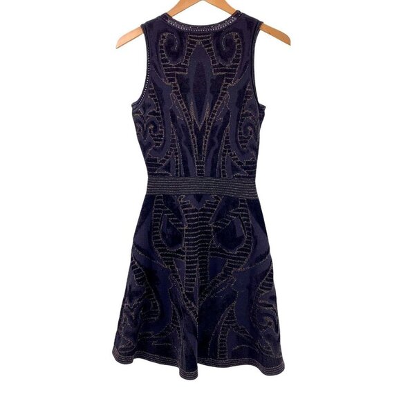 SANDRO Black and Gold Textured Knit Sleeveless Dress Fit & Flare Size Small - Picture 6 of 6